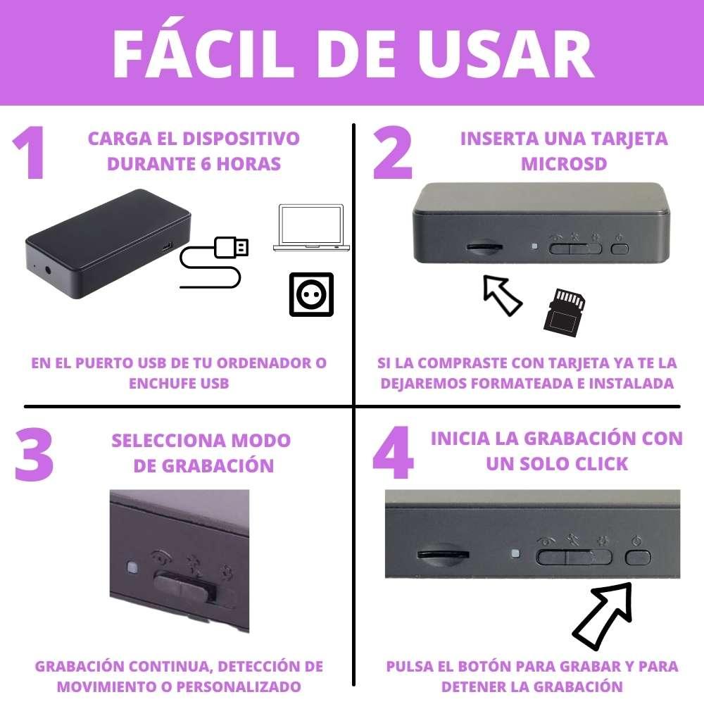 Funcionamiento Facil de la MiniCamara para Coche 10 horas