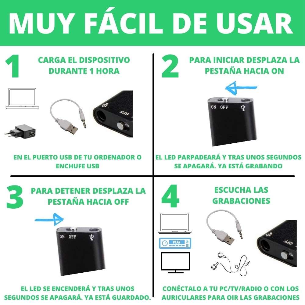 Instrucciones de Uso de la Mini Grabadora Espía