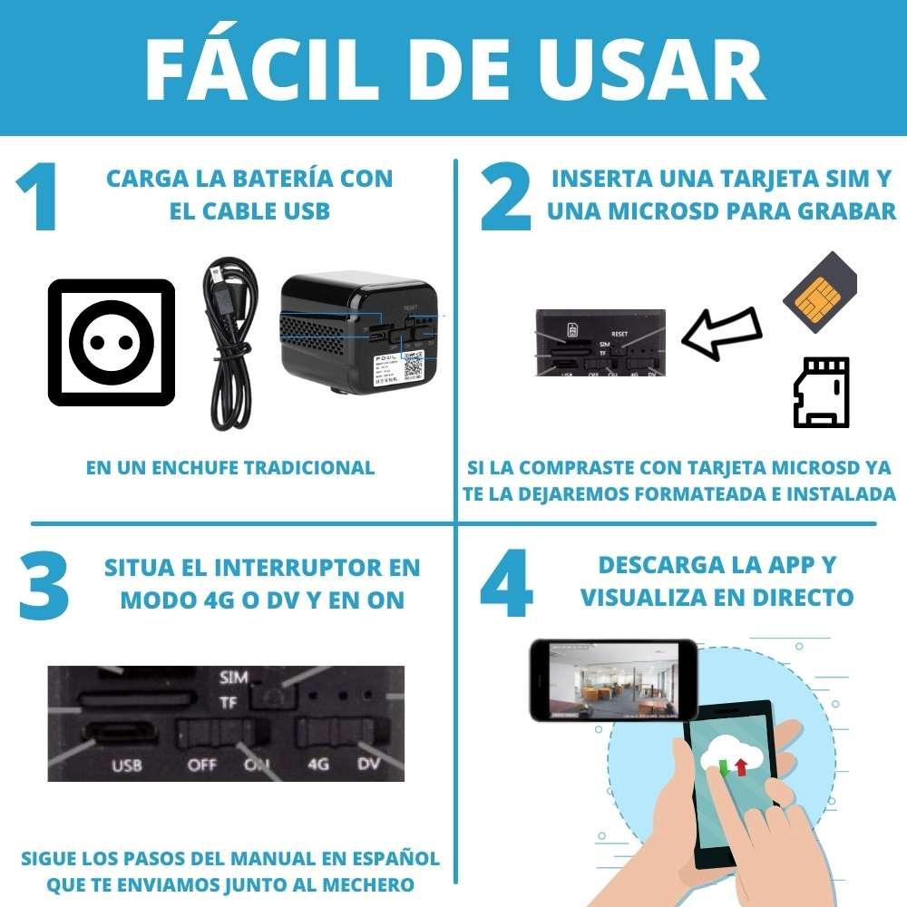 Manual de Uso Facil de la minicamara 4g para ver en directo